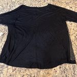 INC International Concepts Black and Silver Rhinestone Studded Short Sleeve Top Photo 5