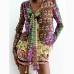 ZARA Boho Patchwork Sheer Pheasant Blouse Size L NEW Photo 3