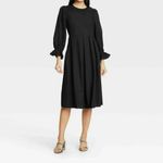 Who What Wear  Black Dress Eyelet Balloon Sleeves 100% Cotton Small Photo 3