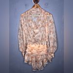 LASSY FLORAL CHIFFON PUFFBALL PUFF SLEEVE MINI DRESS (XS) Tan Photo 3