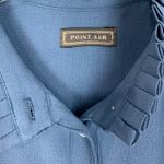 J.Crew Point Sur Hadid Shirt Dress Ruffle Sleeve EcoVero Viscous Blend Blue 6 Photo 2