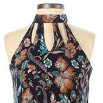 Xhilaration  floral paisley gauzy cutout choker neckline halter midi dress size M Photo 2