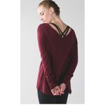 Lululemon Sweater Womens 6 Wine Berry Sunset Savasana Knit Pullover Split Back Red Photo 3