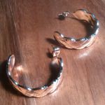Diamond Cut Ion Plated Rose Gold Stainless Steel Half Hoop Earrings Photo 0
