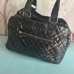 Steve Madden  Black Large Quilted Tote Weekender Shoulder Bag Canvas Handles Photo 6