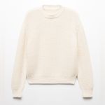 Mango Women’s Ivory Round Spring Neck Knitted Sweater Size Small Photo 6