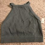 Aerie Green Ribbed Superchill Seamless High Neck Bra Crop Top - size XL Photo 0