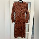Sweet Baby Jamie Chic Brown Black Zebra Wrap Midi Dress Women’s Size Small S Photo 6