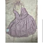 ASOS Design Lilac Lace Trim Plunge Tiered Mini Dress Size 14 XL Photo 3