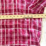 Madewell  Plaid Puff Short Sleeve Blouse Women s Boat Neck Casual Top Sz L Photo 4