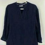 ZARA Navy Lace Insert V-Neck Tunic Top Size XS Photo 8