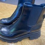 Alexander McQueen Chelsea Boots Women's 40.5 Black Patent Leather Block Heel S32 Photo 0