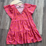Universal Threads Universal‎ thread pink orange floral linen babydoll mini dress Photo 0