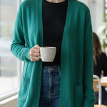 360 Cashmere  Teal Open Front Cashmere Cardigan Sweater Size S Photo 0