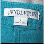 Pendleton Linen Blend Wide Leg Pants Womens 10 Teal Blue Lightweight Boho Casual Photo 3