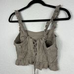 Mable Women's Frilly Strap Lace Up Crop Top Brown Size L Size L Photo 3