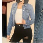 Wax Jean Jacket Womens Medium Denim Trucker Blue Stretch Buttons Long Sleeve NEW Photo 9