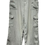 Nicole Miller Sz M Beige 100% Linen Cargo Pants Utility Wide Leg Elastic Waist Photo 0