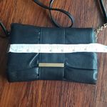 Furla  Black Leather Bow Gold Accent L Chic Edgy Feminine Clutch Crossbody Bag Photo 5