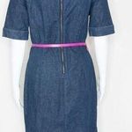 Boden navy blue short sleeves boat neck jean denim dress, women's size 8R Blue Photo 1