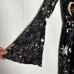Ivyrevel Moon & Star Galaxy Space Galactic Print Bell Sleeve Deep V Mini Dress M Black Size M Photo 2