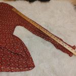 Max Studio  Size Medium M Red Floral Flower Flowy Boho Top Blouse Frilly Chic Photo 7