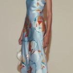 Reformation ππ Joanne Silk Dress ~ Hyperion Blue Print 10 NWOT Photo 2