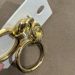 EXPRESS NWT  1 5/8" Thick Dangle Hoop Push Back Pierced Earrings Gold Ton… Photo 2