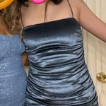 Lucy in the Sky Blue Ruched Velvet Dress Photo 5