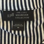 J.Jill Wearever Navy Striped V-Neck Top Medium Coastal Nautical Casual Classic Photo 6