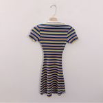 Dolls Kill x Delias Stripe Polo Zipper Mini Dress Ribbed Knit Rainbow Collared Photo 4