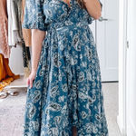 BY TIMO Blue Paisley Midi Wrap Dress Size M Photo 0