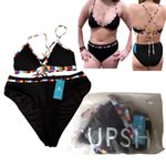 Cupshe NEW SWIMSUIT Women's MED Black Waffle Knit Bikini Bralette & Bottoms Set Photo 12
