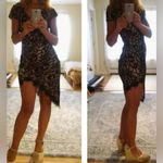 Lulus  Romantic Rendezvous Black Lace Asymmetrical Black Lace MIDI Dress size xs Photo 4