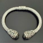 ROBERT MANSE 925 Bali Sterling Silver 18K Gold Labradorite Twisted Cable Bangle Photo 2