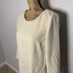 J.Crew Cream Shift Dress Zipper Hem Long Sleeve Crew Neck Size 8 Knee Length Photo 1
