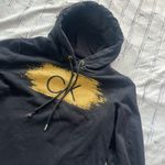 Calvin Klein Black Gold Hoodie Dress Midi CK Logo Women’s L Pullover Sweatshirt Photo 4
