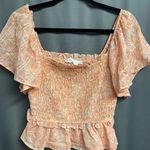 ASTR Cropped Ruffle Blouse Top Women Small Orange Short Flared Sleeve Preppy B61 Photo 3