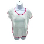 LAKE Striped Pajama Set Womens Pima Cotton Small Short Sleeve Pants Loungewear White Photo 4