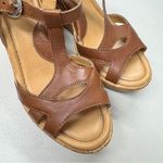 B.O.C. Brown Leather Strappy Cork Wedge Sandals Womens 6 Beachy Strappy Heels Tan Photo 2
