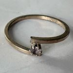 Vintage Dainty Avon Gold Tone Pink Solitaire Birthday Gemstone Ring Size 8.25 Photo 4