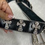 Y2K Crystal Embellished Black Belt western crosses studded motorcycle cowgirl Photo 2