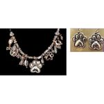 Paw Print Necklace Earrings Set Pendant 17 inch Handmade New Dog Bone An… Gold Photo 5