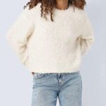 Forever 21 Eyelash Knit Crewneck Oversize Sweater Cropped Cream Long Sleeve S Photo 0