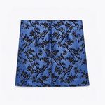ZARA Blue High Waited Jacquard Mini Skirt Photo 3