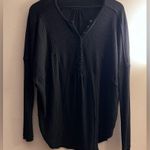 Free People  Leo OverSized boxy waffle knit Henley Top long sleeve Black S Photo 3