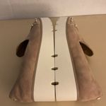 Karl Lagerfeld  beige suede pearl stud platform shoes size 9.5 Photo 8