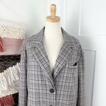 Free People  Cali Plaid Blazer Neutral Grey Sz XL Photo 2
