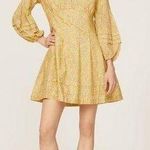 Derek Lam COLLECTIVE Paisley Yellow Floral Puff Sleeves Flared Hemline Dress 48 Photo 0