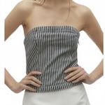 VERO MODA  Ziva Stripe Strapless Denim Top X-Small, BLUE Photo 0
